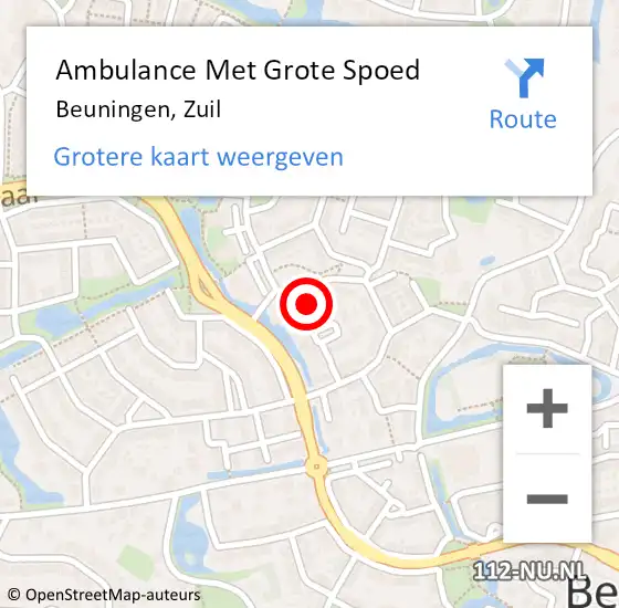 Locatie op kaart van de 112 melding: Ambulance Met Grote Spoed Naar Beuningen, Zuil op 4 november 2022 21:46