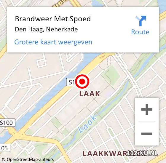 Locatie op kaart van de 112 melding: Brandweer Met Spoed Naar Den Haag, Neherkade op 4 november 2022 21:47
