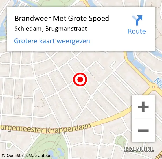 Locatie op kaart van de 112 melding: Brandweer Met Grote Spoed Naar Schiedam, Brugmanstraat op 4 november 2022 22:26