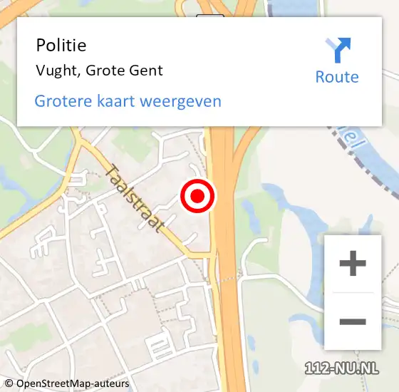 Locatie op kaart van de 112 melding: Politie Vught, Grote Gent op 4 november 2022 23:20