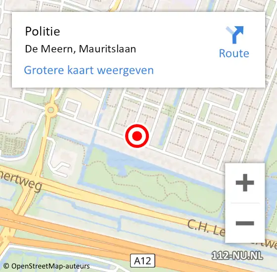 Locatie op kaart van de 112 melding: Politie De Meern, Mauritslaan op 4 november 2022 23:33