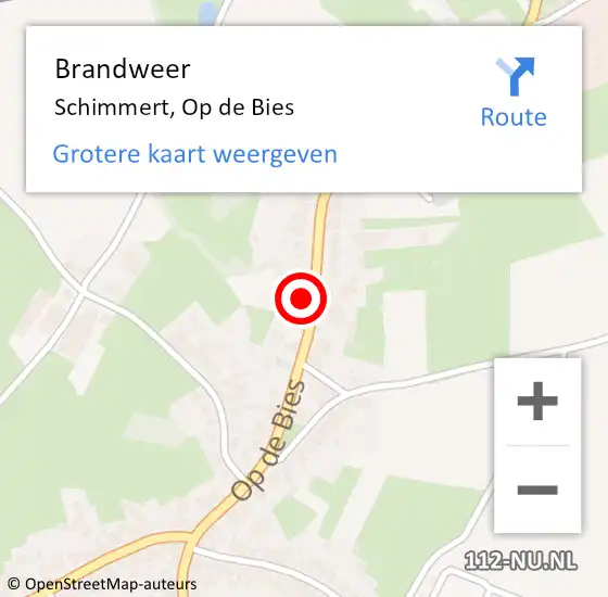 Locatie op kaart van de 112 melding: Brandweer Schimmert, Op de Bies op 3 augustus 2014 23:15