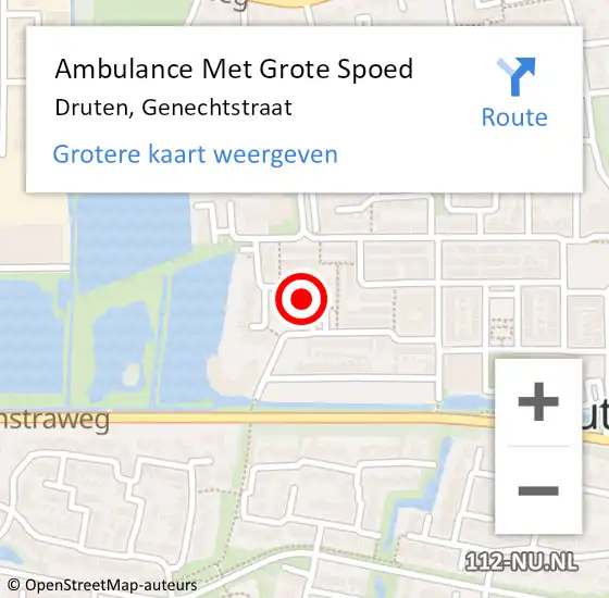 Locatie op kaart van de 112 melding: Ambulance Met Grote Spoed Naar Druten, Genechtstraat op 5 november 2022 00:18