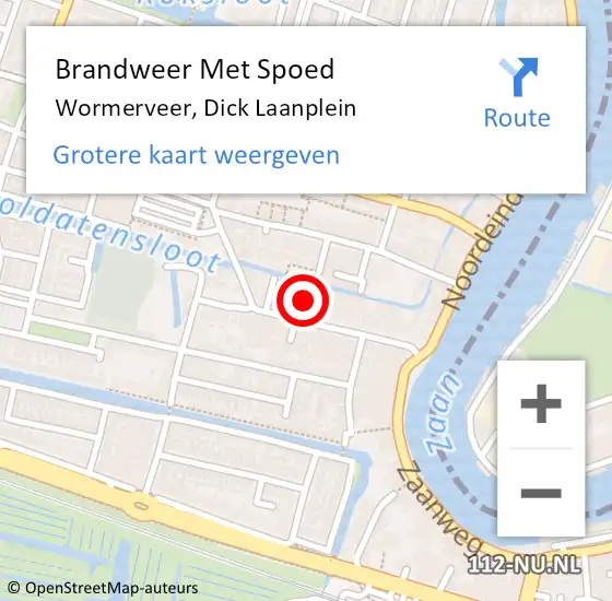Locatie op kaart van de 112 melding: Brandweer Met Spoed Naar Wormerveer, Dick Laanplein op 5 november 2022 09:15