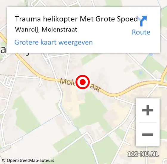 Locatie op kaart van de 112 melding: Trauma helikopter Met Grote Spoed Naar Wanroij, Molenstraat op 5 november 2022 09:29