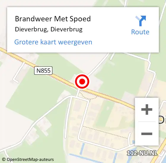 Locatie op kaart van de 112 melding: Brandweer Met Spoed Naar Dieverbrug, Dieverbrug op 5 november 2022 10:00