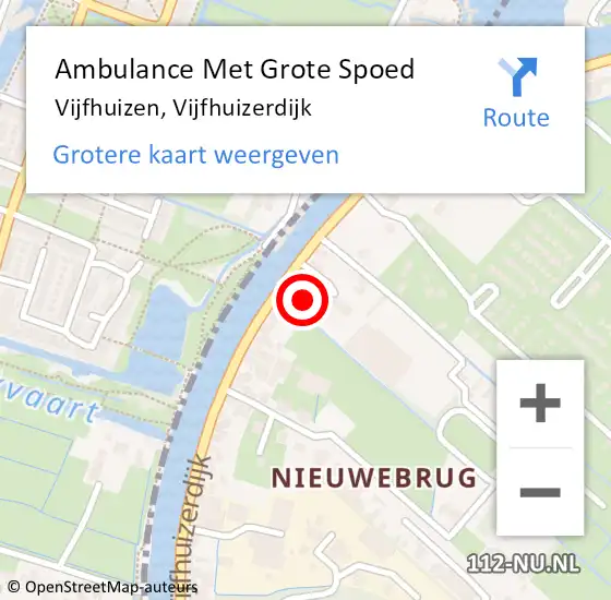Locatie op kaart van de 112 melding: Ambulance Met Grote Spoed Naar Vijfhuizen, Vijfhuizerdijk op 5 november 2022 10:01