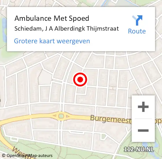 Locatie op kaart van de 112 melding: Ambulance Met Spoed Naar Schiedam, J A Alberdingk Thijmstraat op 5 november 2022 10:07