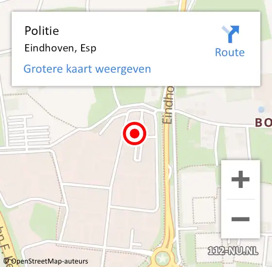 Locatie op kaart van de 112 melding: Politie Eindhoven, Esp op 5 november 2022 10:28