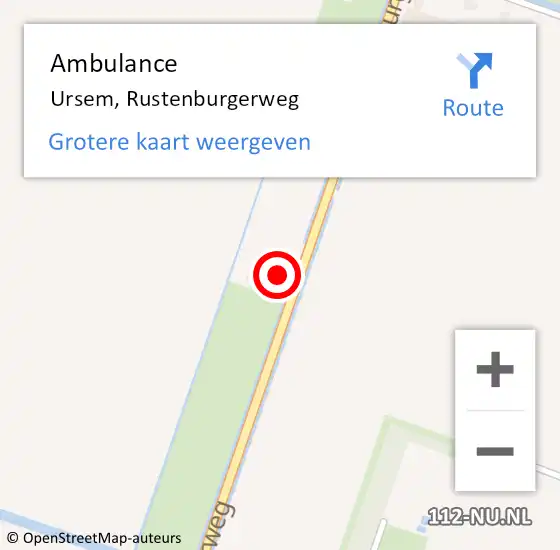 Locatie op kaart van de 112 melding: Ambulance Ursem, Rustenburgerweg op 5 november 2022 10:40