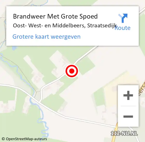 Locatie op kaart van de 112 melding: Brandweer Met Grote Spoed Naar Oost- West- en Middelbeers, Straatsedijk op 5 november 2022 11:21