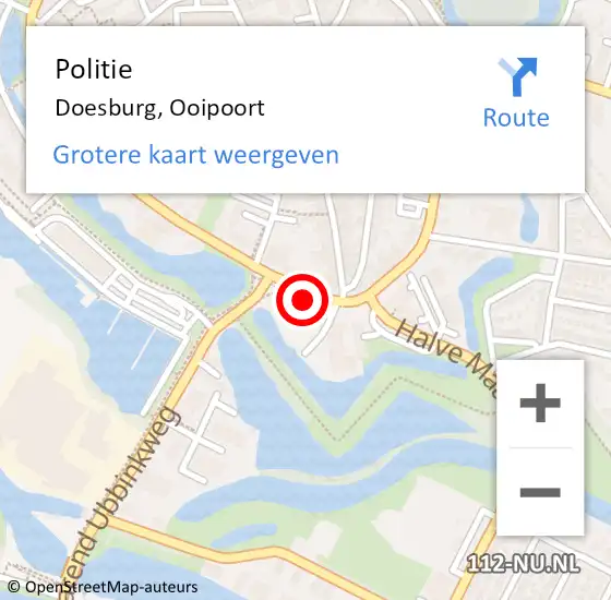 Locatie op kaart van de 112 melding: Politie Doesburg, Ooipoort op 5 november 2022 12:26