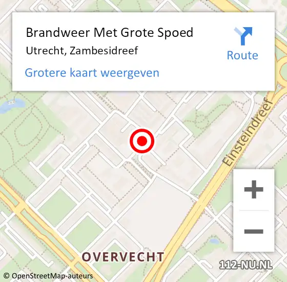Locatie op kaart van de 112 melding: Brandweer Met Grote Spoed Naar Utrecht, Zambesidreef op 5 november 2022 12:28