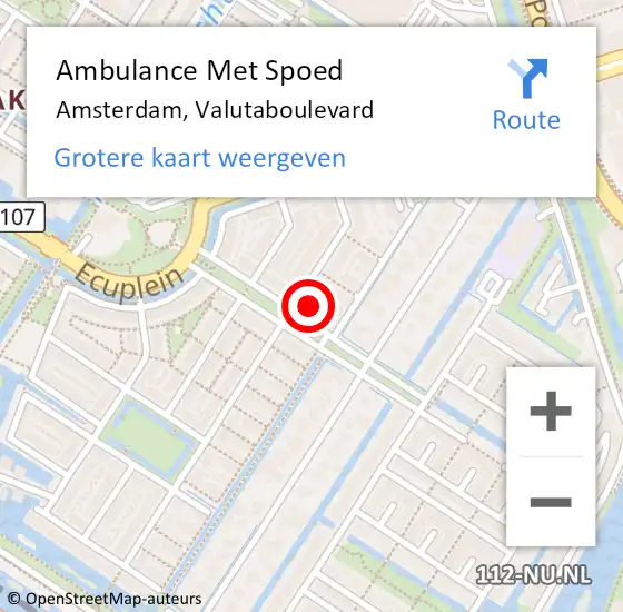 Locatie op kaart van de 112 melding: Ambulance Met Spoed Naar Amsterdam, Valutaboulevard op 5 november 2022 12:54