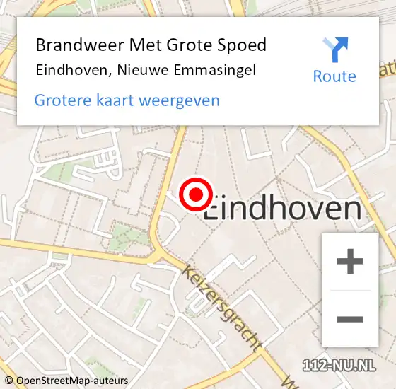 Locatie op kaart van de 112 melding: Brandweer Met Grote Spoed Naar Eindhoven, Nieuwe Emmasingel op 5 november 2022 13:37