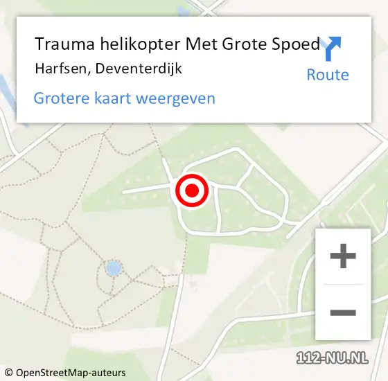 Locatie op kaart van de 112 melding: Trauma helikopter Met Grote Spoed Naar Harfsen, Deventerdijk op 5 november 2022 14:06