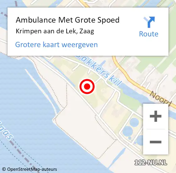 Locatie op kaart van de 112 melding: Ambulance Met Grote Spoed Naar Krimpen aan de Lek, Zaag op 5 november 2022 14:15