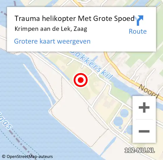 Locatie op kaart van de 112 melding: Trauma helikopter Met Grote Spoed Naar Krimpen aan de Lek, Zaag op 5 november 2022 14:18