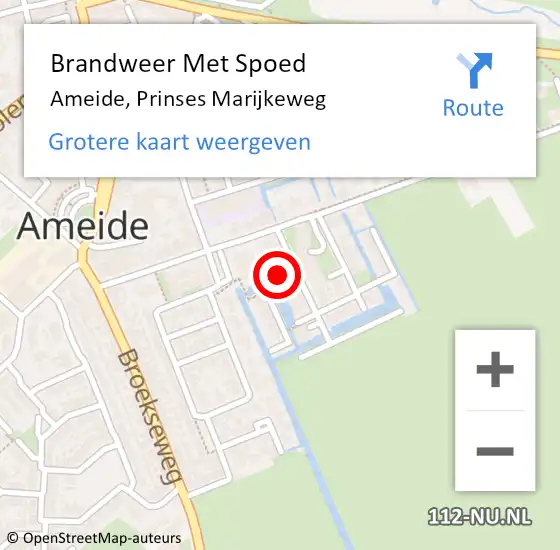 Locatie op kaart van de 112 melding: Brandweer Met Spoed Naar Ameide, Prinses Marijkeweg op 5 november 2022 14:51