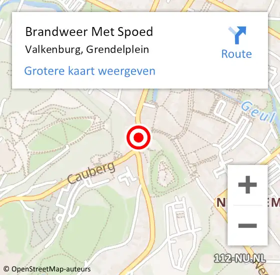 Locatie op kaart van de 112 melding: Brandweer Met Spoed Naar Valkenburg, Grendelplein op 5 november 2022 17:10