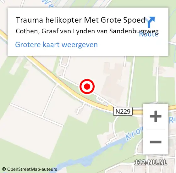 Locatie op kaart van de 112 melding: Trauma helikopter Met Grote Spoed Naar Cothen, Graaf van Lynden van Sandenburgweg op 5 november 2022 18:26