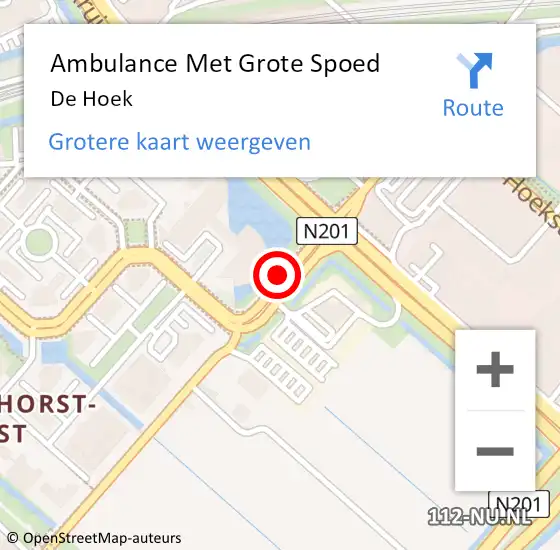 Locatie op kaart van de 112 melding: Ambulance Met Grote Spoed Naar De Hoek op 5 november 2022 19:07