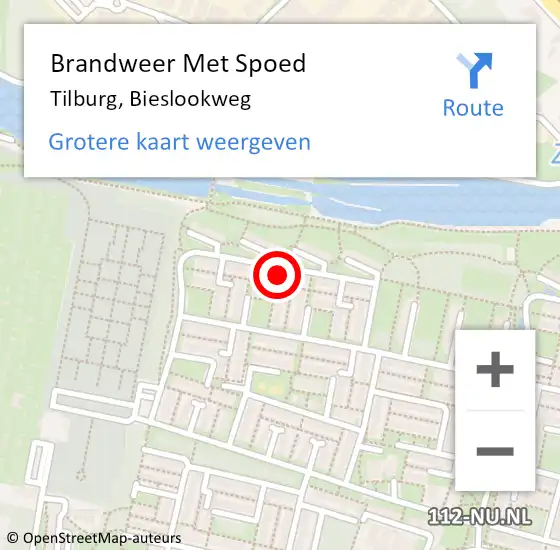 Locatie op kaart van de 112 melding: Brandweer Met Spoed Naar Tilburg, Bieslookweg op 5 november 2022 22:19