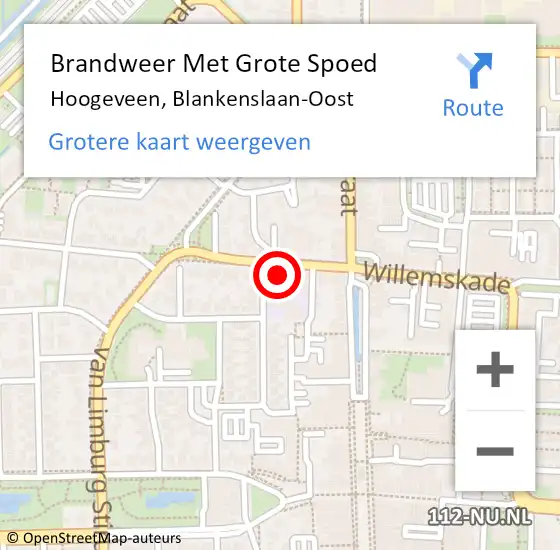 Locatie op kaart van de 112 melding: Brandweer Met Grote Spoed Naar Hoogeveen, Blankenslaan-Oost op 5 november 2022 23:51