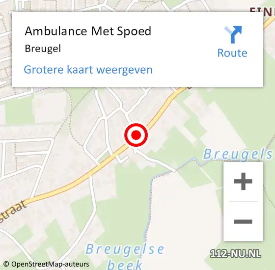 Locatie op kaart van de 112 melding: Ambulance Met Spoed Naar Breugel op 6 november 2022 01:15