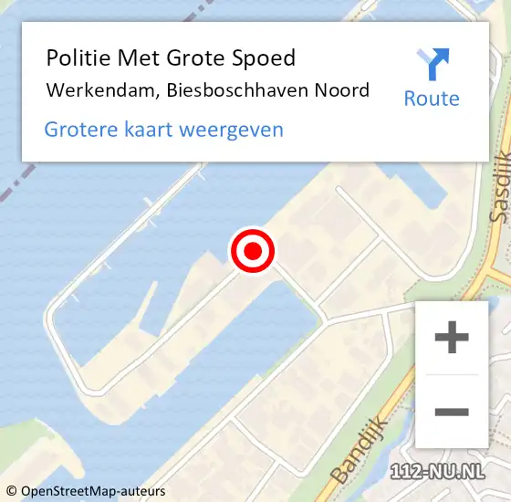 Locatie op kaart van de 112 melding: Politie Met Grote Spoed Naar Werkendam, Biesboschhaven Noord op 6 november 2022 01:55