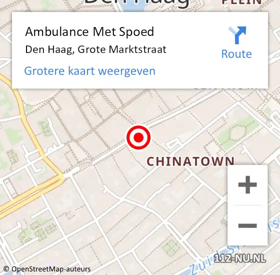 Locatie op kaart van de 112 melding: Ambulance Met Spoed Naar Den Haag, Grote Marktstraat op 6 november 2022 04:33