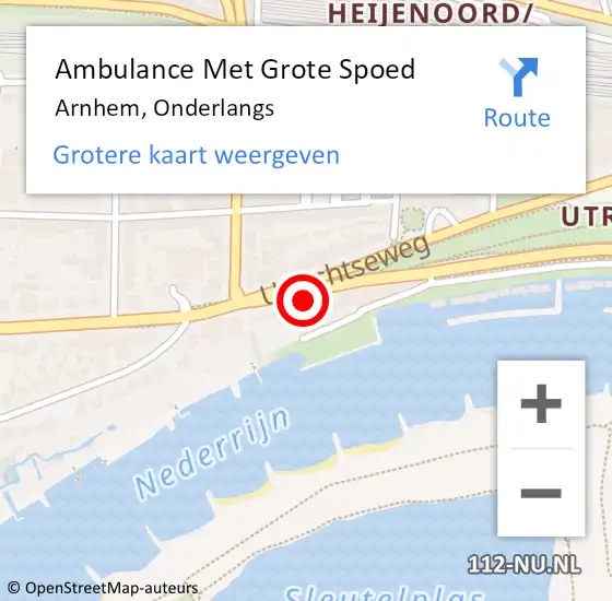 Locatie op kaart van de 112 melding: Ambulance Met Grote Spoed Naar Arnhem, Onderlangs op 6 november 2022 04:40