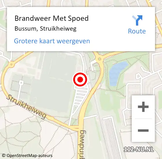 Locatie op kaart van de 112 melding: Brandweer Met Spoed Naar Bussum, Struikheiweg op 6 november 2022 04:41