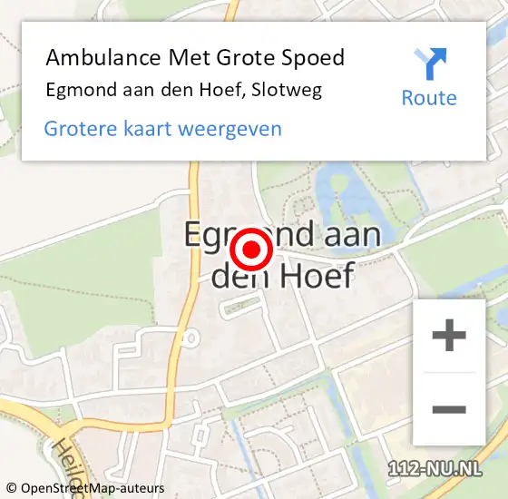 Locatie op kaart van de 112 melding: Ambulance Met Grote Spoed Naar Egmond aan den Hoef, Slotweg op 6 november 2022 05:51