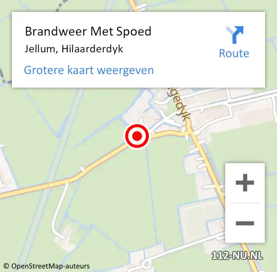 Locatie op kaart van de 112 melding: Brandweer Met Spoed Naar Jellum, Hilaarderdyk op 6 november 2022 07:29