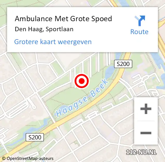 Locatie op kaart van de 112 melding: Ambulance Met Grote Spoed Naar Den Haag, Sportlaan op 6 november 2022 10:03