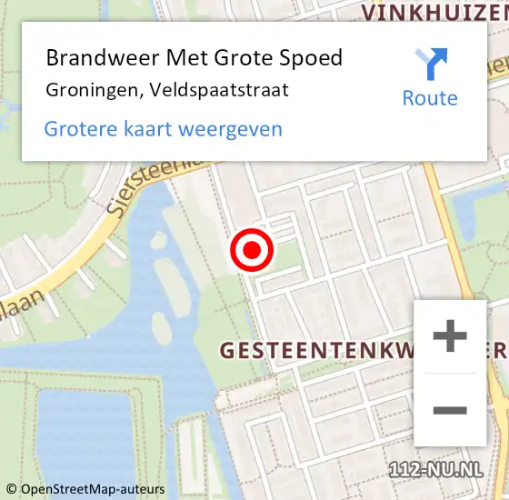 Locatie op kaart van de 112 melding: Brandweer Met Grote Spoed Naar Groningen, Veldspaatstraat op 6 november 2022 10:17