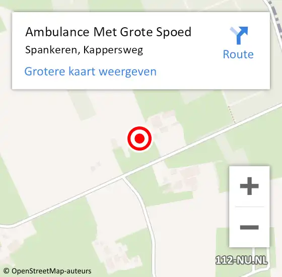 Locatie op kaart van de 112 melding: Ambulance Met Grote Spoed Naar Spankeren, Kappersweg op 6 november 2022 10:23