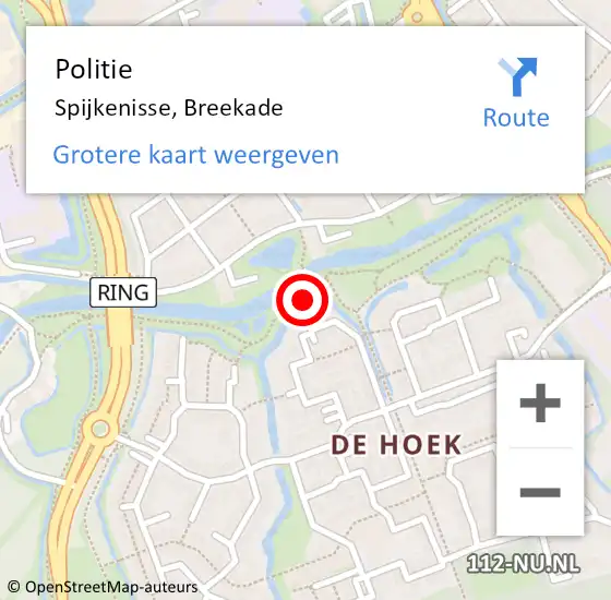 Locatie op kaart van de 112 melding: Politie Spijkenisse, Breekade op 6 november 2022 10:42