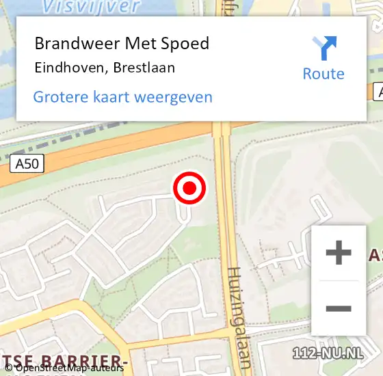 Locatie op kaart van de 112 melding: Brandweer Met Spoed Naar Eindhoven, Brestlaan op 6 november 2022 15:32