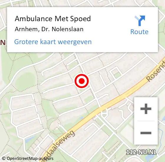Locatie op kaart van de 112 melding: Ambulance Met Spoed Naar Arnhem, Dr. Nolenslaan op 6 november 2022 16:42