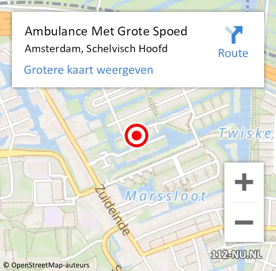 Locatie op kaart van de 112 melding: Ambulance Met Grote Spoed Naar Amsterdam, Schelvisch Hoofd op 6 november 2022 17:55
