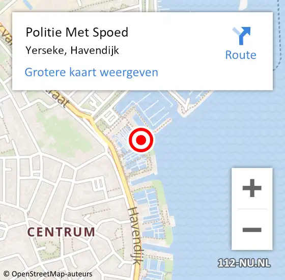 Locatie op kaart van de 112 melding: Politie Met Spoed Naar Yerseke, Havendijk op 6 november 2022 19:12