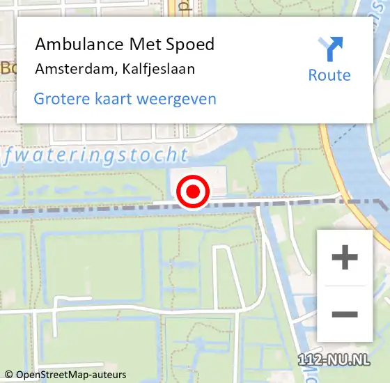Locatie op kaart van de 112 melding: Ambulance Met Spoed Naar Amsterdam, Kalfjeslaan op 6 november 2022 19:31