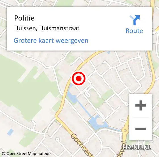 Locatie op kaart van de 112 melding: Politie Huissen, Huismanstraat op 6 november 2022 19:36