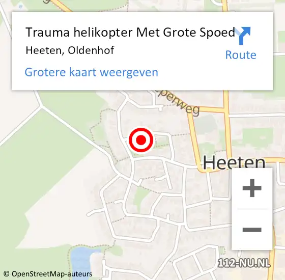 Locatie op kaart van de 112 melding: Trauma helikopter Met Grote Spoed Naar Heeten, Oldenhof op 6 november 2022 20:46
