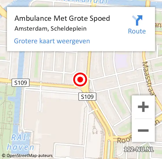 Locatie op kaart van de 112 melding: Ambulance Met Grote Spoed Naar Amsterdam, Scheldeplein op 6 november 2022 21:01