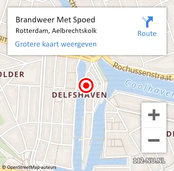 Locatie op kaart van de 112 melding: Brandweer Met Spoed Naar Rotterdam, Aelbrechtskolk op 6 november 2022 22:02