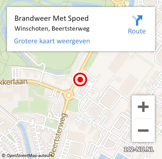 Locatie op kaart van de 112 melding: Brandweer Met Spoed Naar Winschoten, Beertsterweg op 6 november 2022 22:44