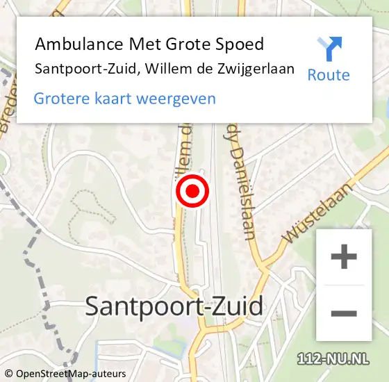Locatie op kaart van de 112 melding: Ambulance Met Grote Spoed Naar Santpoort-Zuid, Willem de Zwijgerlaan op 6 november 2022 23:06